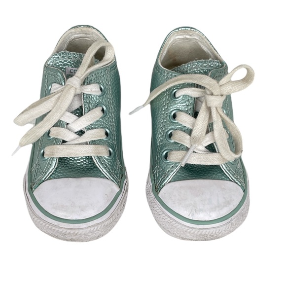 Converse Pebble Leather Low Tops, Mint Green, Toddler 5 - Picture 2 of 9